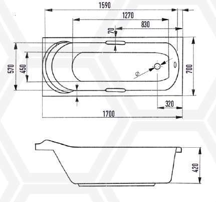 Акриловая ванна Eurolux LAIT 170х70 E1017070018