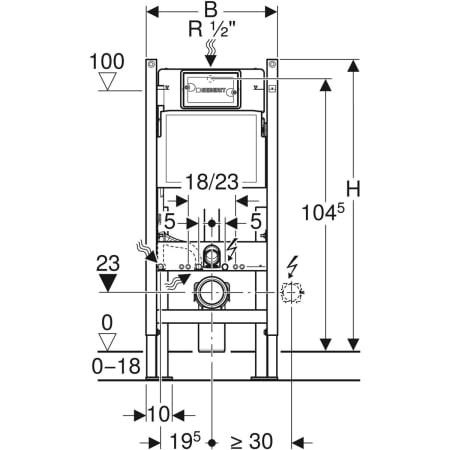 Инсталляция Geberit Duofix для подвесного унитаза, 112 см, со смывным бачком скрытого монтажа Delta 12 см, отдельно стоящий, усиленный 457.570.00.1