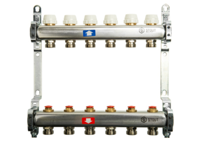 Коллектор отопления STOUT 1"нержа., 8x3/4" без расходомеров SMS 0922 000008