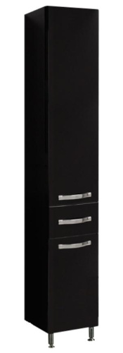 Пенал для ванной Акватон Ария Н черный с бельевой корзиной 1A124303AA950