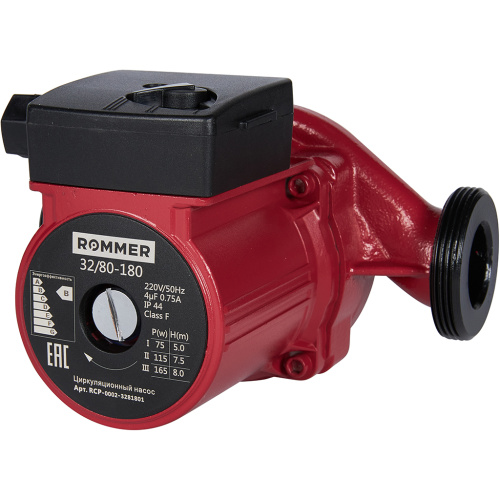 Циркуляционный насос Rommer RATE 32/80-180 мм, до 90 л./мин.