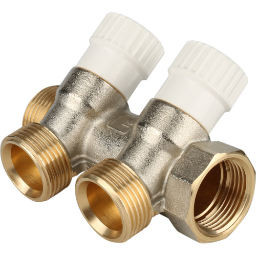 Коллектор 2 выхода STOUT 3/4"x3/4"евроконус с вентилями SMB 6851 343402