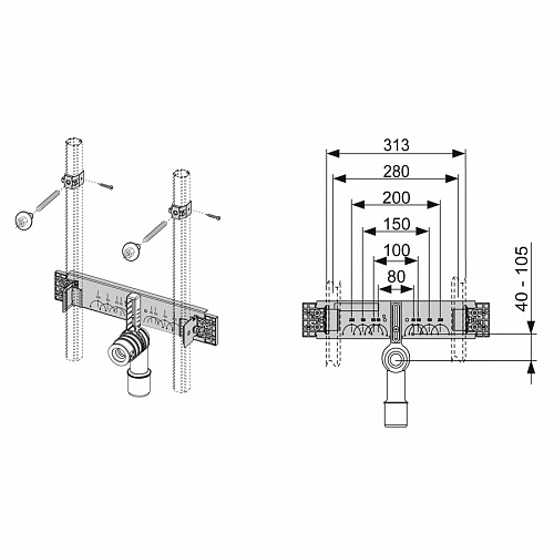 Монтажный комплект для установки раковины TECEprofil 9020033
