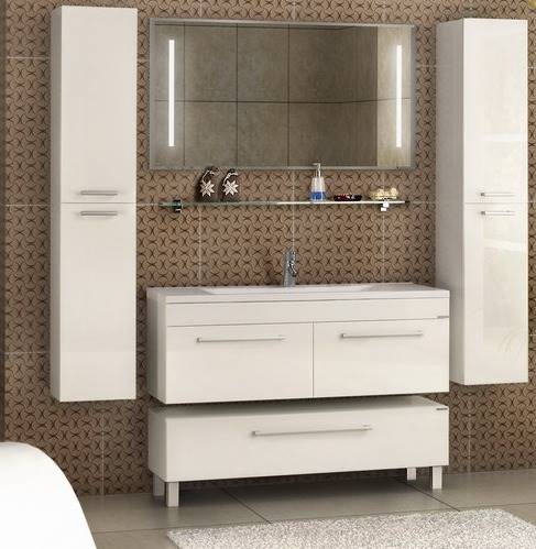 Тумба Акватон Мадрид 120 М 2 ящика, белый, подвесная 1A170301MA010