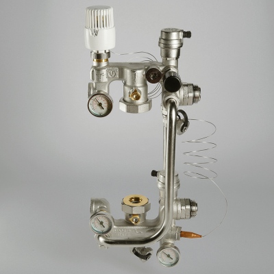 Насосно-смесительный узел VT.COMBI.0.180 с термоголовкой, без насоса, монтажная длина насоса 180 мм