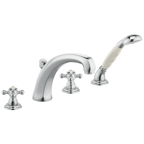 Смеситель для ванны Kludi Adlon 515240520 хром, на 4 отверстия, вытягивающийся ручной душ