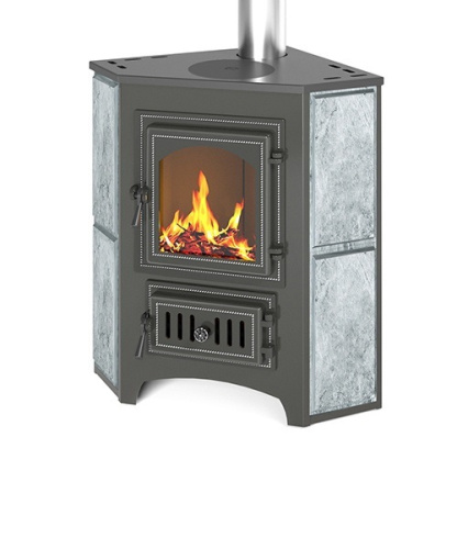 Печь-Камин ВЕЗУВИЙ ПК-01 (220) с конфоркой угловой (Талько-хлорит) 9 кВт