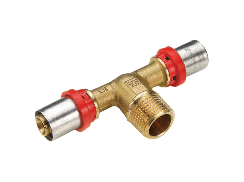 Тройник с резьбой пресс Tiemme 16x1/2"Нx16 металлопластик 1650085