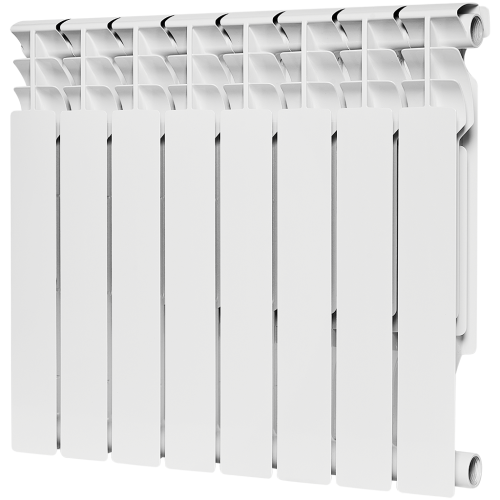 Биметаллический радиатор Rommer Plus Bm 500 - 8 секций, боковое, белый RAL9016