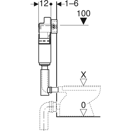 Смывной бачок скрытого монтажа Geberit Delta 12 см, 6/3 литра, фронтальная установка 109.100.00.1