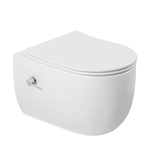 Подвесной унитаз-биде ABBER Bequem AC1104TNS белый, безободковый, смыв торнадо