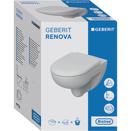 Комплект подвесного унитаза Geberit Renova, Rimfree, с сиденьем 500.801.00.1