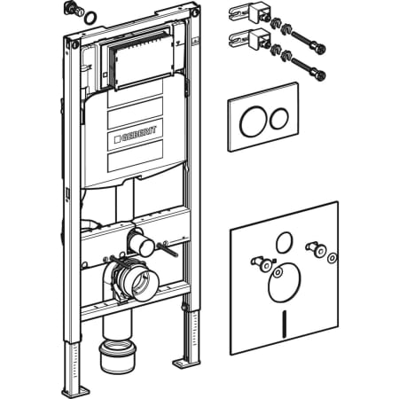 Инсталляция Geberit Duofix для подвесного унитаза, 112 см, со смывным бачком скрытого монтажа Sigma 12 см, смывная клавиша Sigma20 111.301.KJ.5