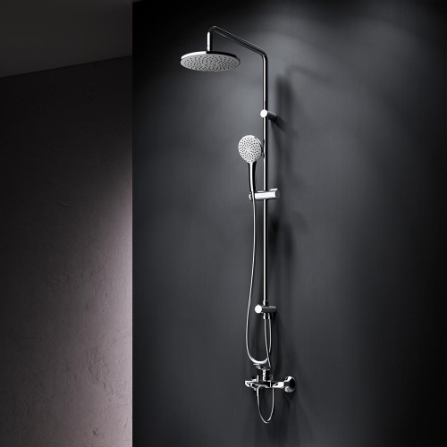 Душевая система Am.Pm X-Joy F40885A34 хром: смеситель для ванны, стойка с верхним душем, ручной душ