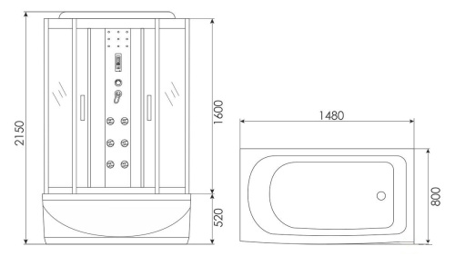 Душевой бокс 150x80 Erlit Comfort ER4515TP-C4