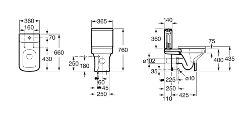 Чаша унитаза Roca Dama-N 360x660 без бачка 342787000