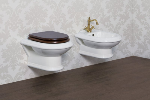 Сиденье для унитаза Cezares микролифт, орех, крепление бронза  CZR-T-163-W-S-BR