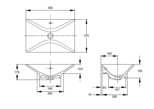 Раковина Jacob Delafon Reve E4819-00 белый 550х176х375