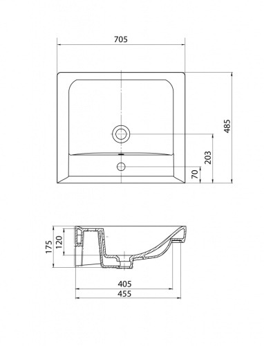 Раковина Акватон Тигода-70 мебельная 1WH302083