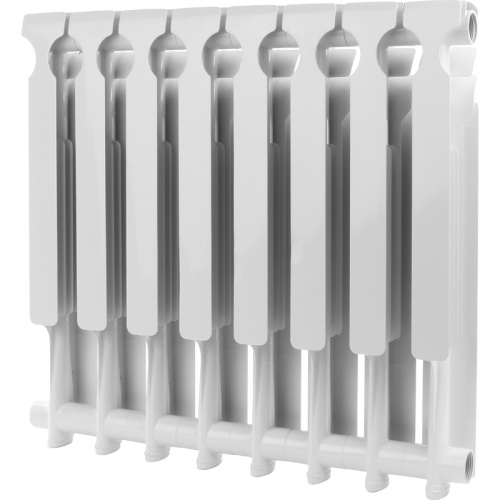 Алюминиевый радиатор Rommer Optima 500 - 8 секций, боковое, белый RAL 9016