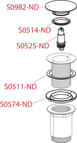 Выпуск Alcaplast 5/4", для раковины, механизм click/clack, с большой заглушкой для раковин без перелива, цельнометаллический, для пластиковых и стеклянных раковин A395