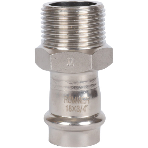 Соединитель ВПр-НР 18x3/4" пресс, нержавеющая сталь Rommer