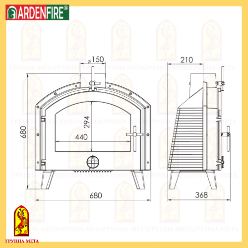 Печь-камин Мета «Лилль 7» (чугун) 7 кВт