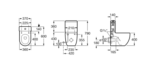 Чаша унитаза Roca Meridian Comp 360x600без бачка 342248000