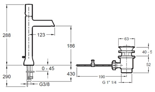 Смеситель для раковины Jacob Delafon Toobi E8990-CP хром, высокий, донный клапан