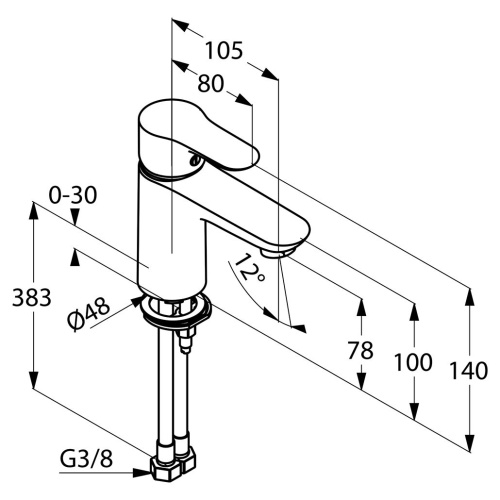 Смеситель для раковины Kludi Objekta 321260575 хром