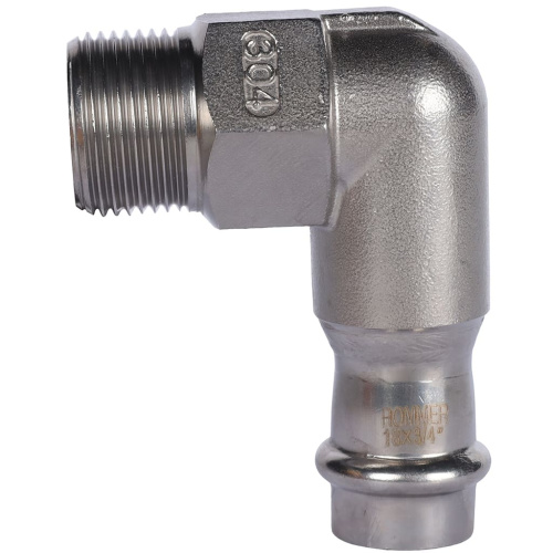 Угольник с резьбой ВПр-НР 18х3/4" пресс, нержавеющая сталь Rommer