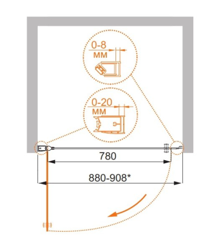 Душевая дверь в нишу Cezares ELENA-W-B-1-60-P-Cr-L