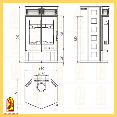 Печь-камин Мета «Варяг», 9,0 кВт
