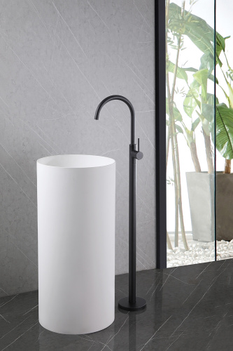 Смеситель для раковины ABBER Wasser Kreis AF8141B напольный, черный матовый