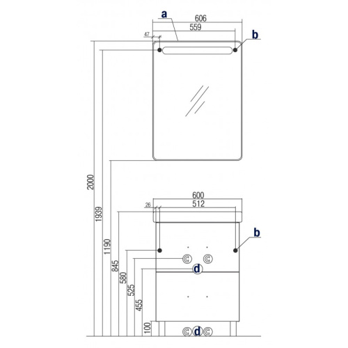 Тумба Акватон Америна 60 Н черный 1A169201AM950