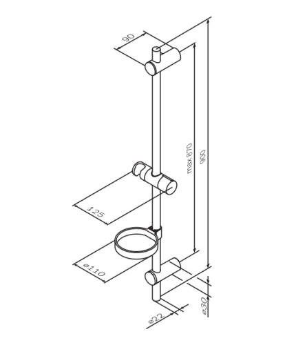 Штанга душевая 920 мм Am.Pm Spirit F0370064 хром, с мыльницей