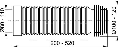 Гофра Alcaplast для унитаза L 200-520 мм A97S