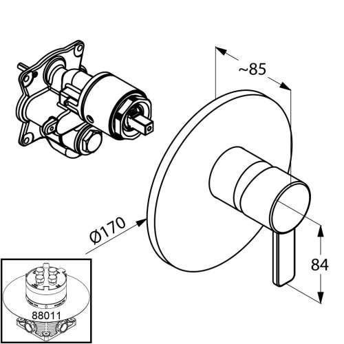 Смеситель для скрытого монтажа Kludi Zenta 386550575 Хром, неполный комплект
