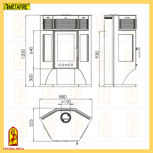 Печь-камин Мета «Москва-12», 12 кВт