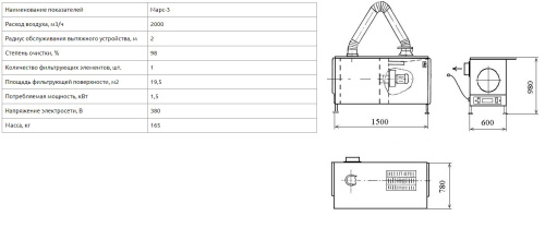 Стол сварщика Марс-3У с автоочисткой, с воздуховытяжным устройством на 3,2 м