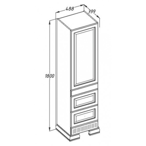Пенал Opadiris ОНИКС 49 R правый, белый с золотом Z0000005742