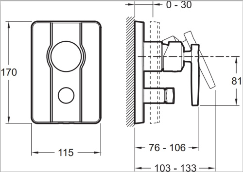 Смеситель для скрытого монтажа Jacob Delafon Panache E98716-CP Хром, с переключателем на 2 выхода, неполный комплект