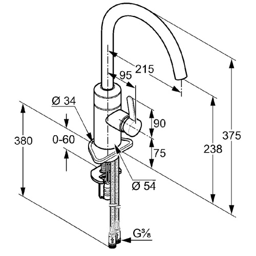 Смеситель для кухни Kludi E-GO 422000575 хром, сенсор 220V