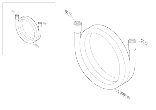 Душевой шланг 1500 мм Am.Pm F0415100 хром, ПВХ монолитный
