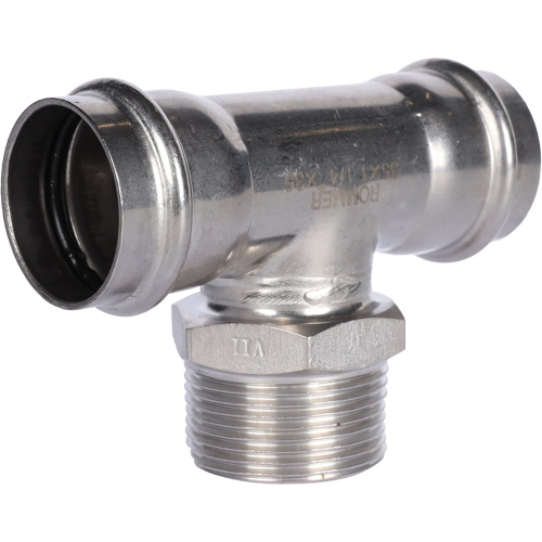 Тройник с резьбой ВПр-НР 35x11/4"x35 пресс, нержавеющая сталь Rommer