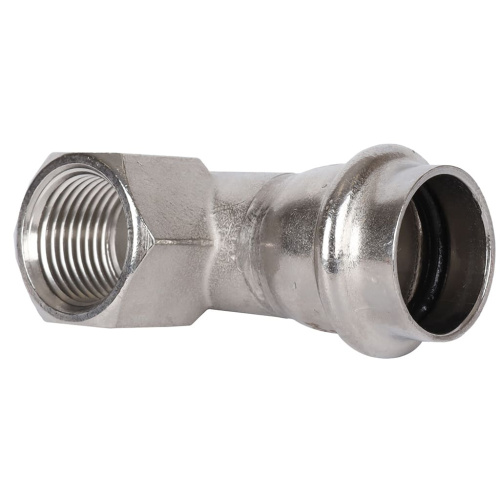 Угольник с резьбой ВПр-ВР 22х1/2" пресс, нержавеющая сталь Rommer