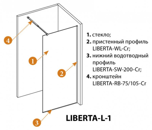 Душевая перегородка Cezares LIBERTA-L-1-110-GR-NERO