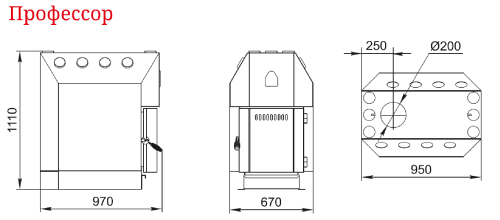 Отопительная печь Профессор УГОЛЬ, ЧД, ЧК, ЗЭ, ЭШ, ТВ Термофор