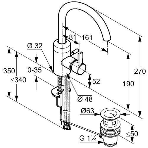 Смеситель для раковины Kludi Zenta 382550575 хром