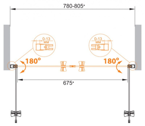 Душевая дверь в нишу Cezares ECO-O-B-2-90-C-Cr